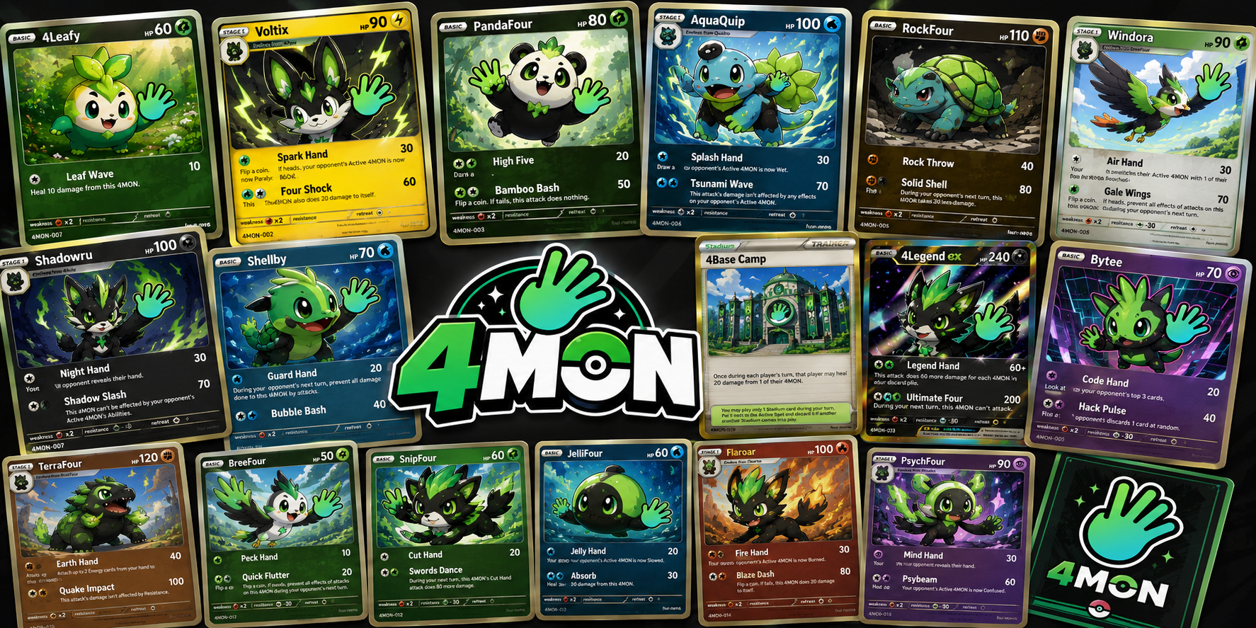 Many 4MON collectible cards
